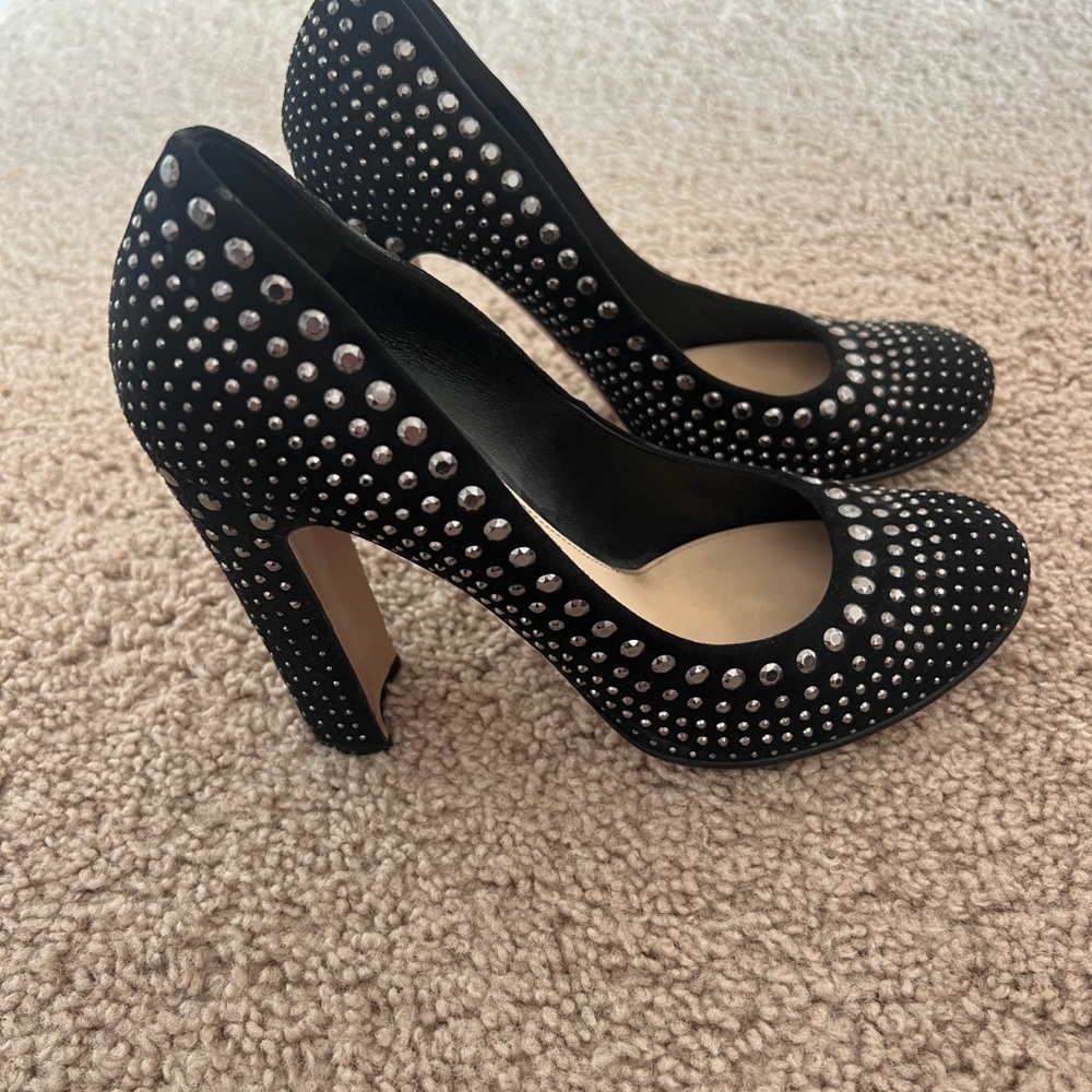 Prada Black Studded Heels